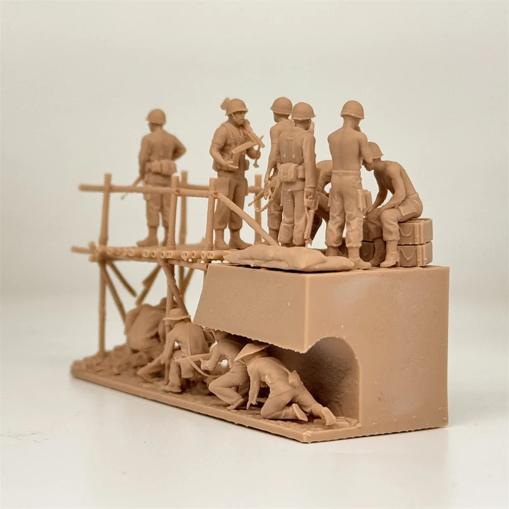 1/72 Scale Vietnam War Bridge / Bunker Ambush Scene Resin Diorama Kit (10+ Figures) - US & VC Combat Miniature