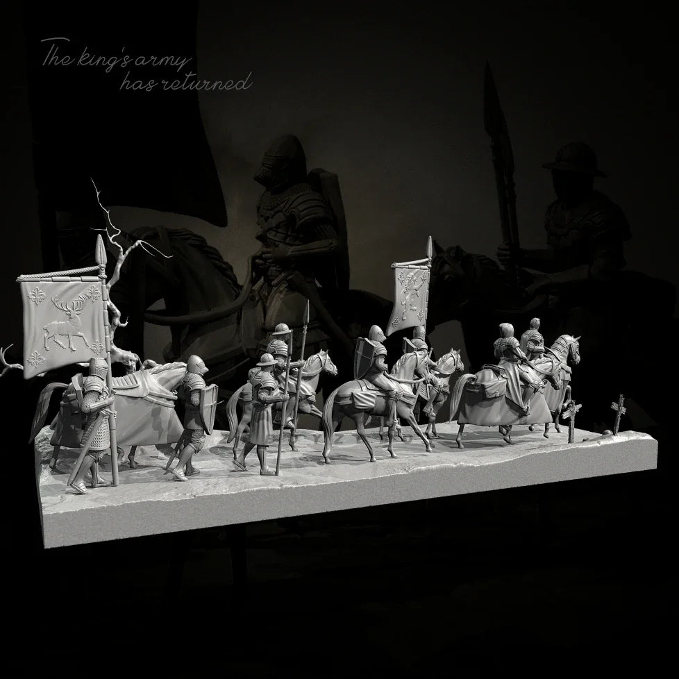 38mm & 50mm Medieval Mounted Column Diorama | The King's Army Resin Set