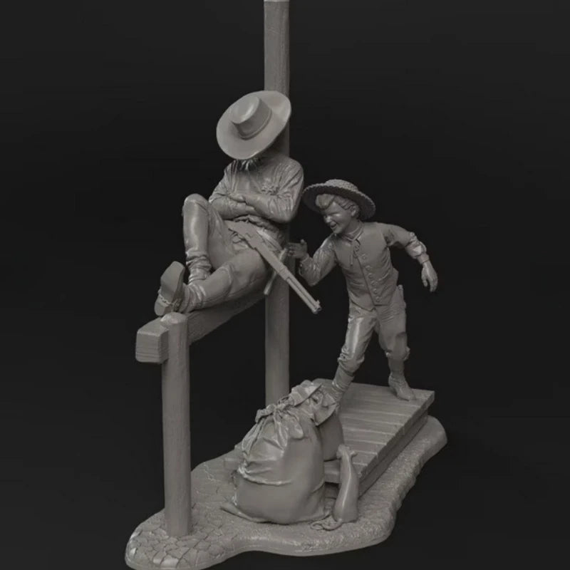 1/32 Scale 54mm DieCast Resin Figure Model Kit Cowboy & Little Rat Leisure Time Miniature Toys Unassembled Unpainted DIY Diorama
