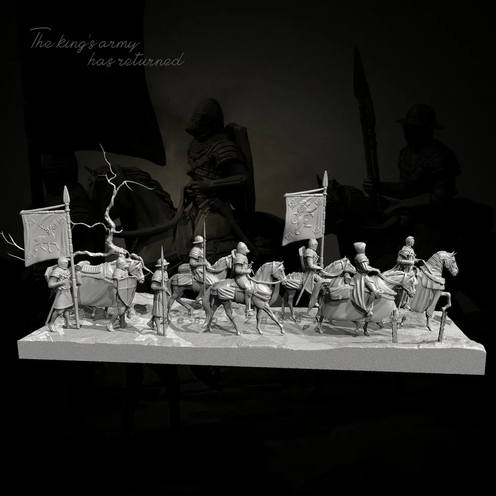 38mm & 50mm Medieval Mounted Column Diorama | The King's Army Resin Set