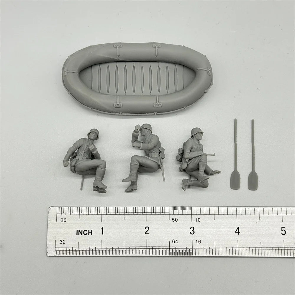 1/35 German Assault Boat Squad (3 Fig) Resin Kit | River Crossing Scene