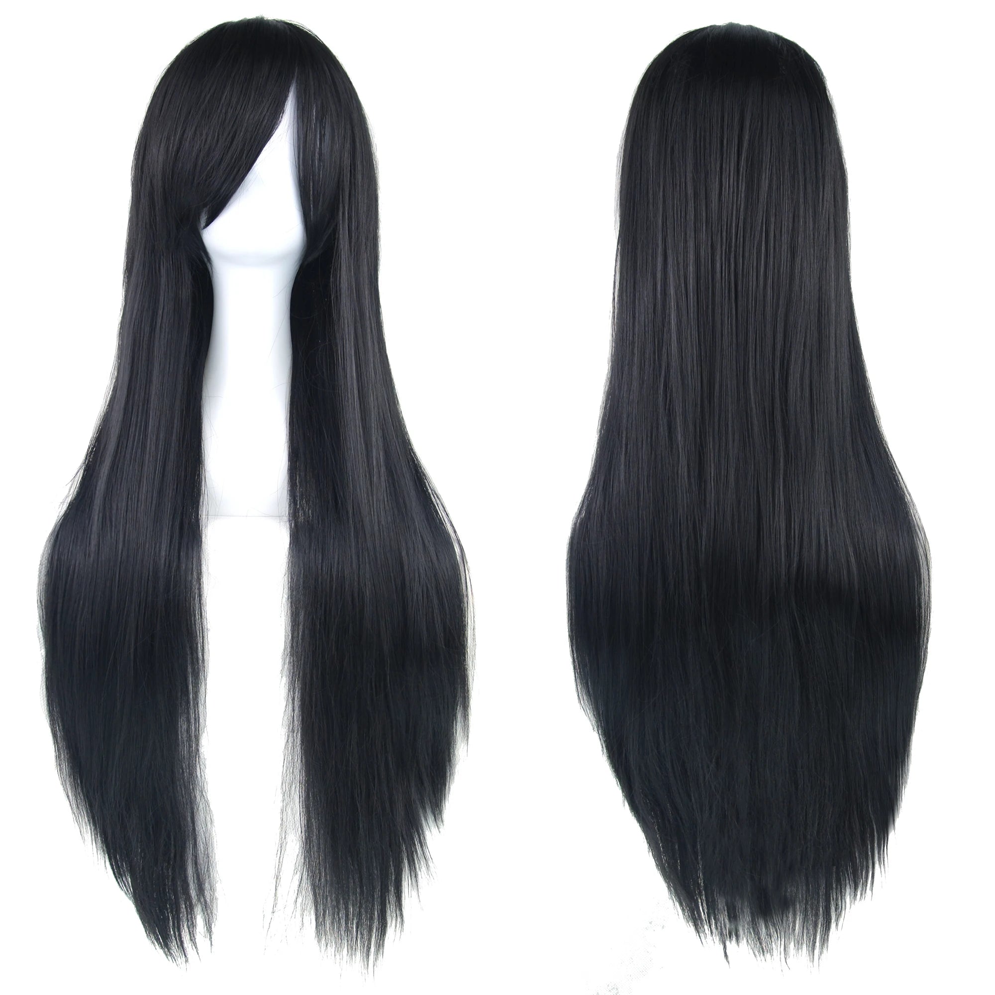 Long White Purple Cosplay Wig 80cm Straight Synthetic Hairpiece for Women Anime Party Wig