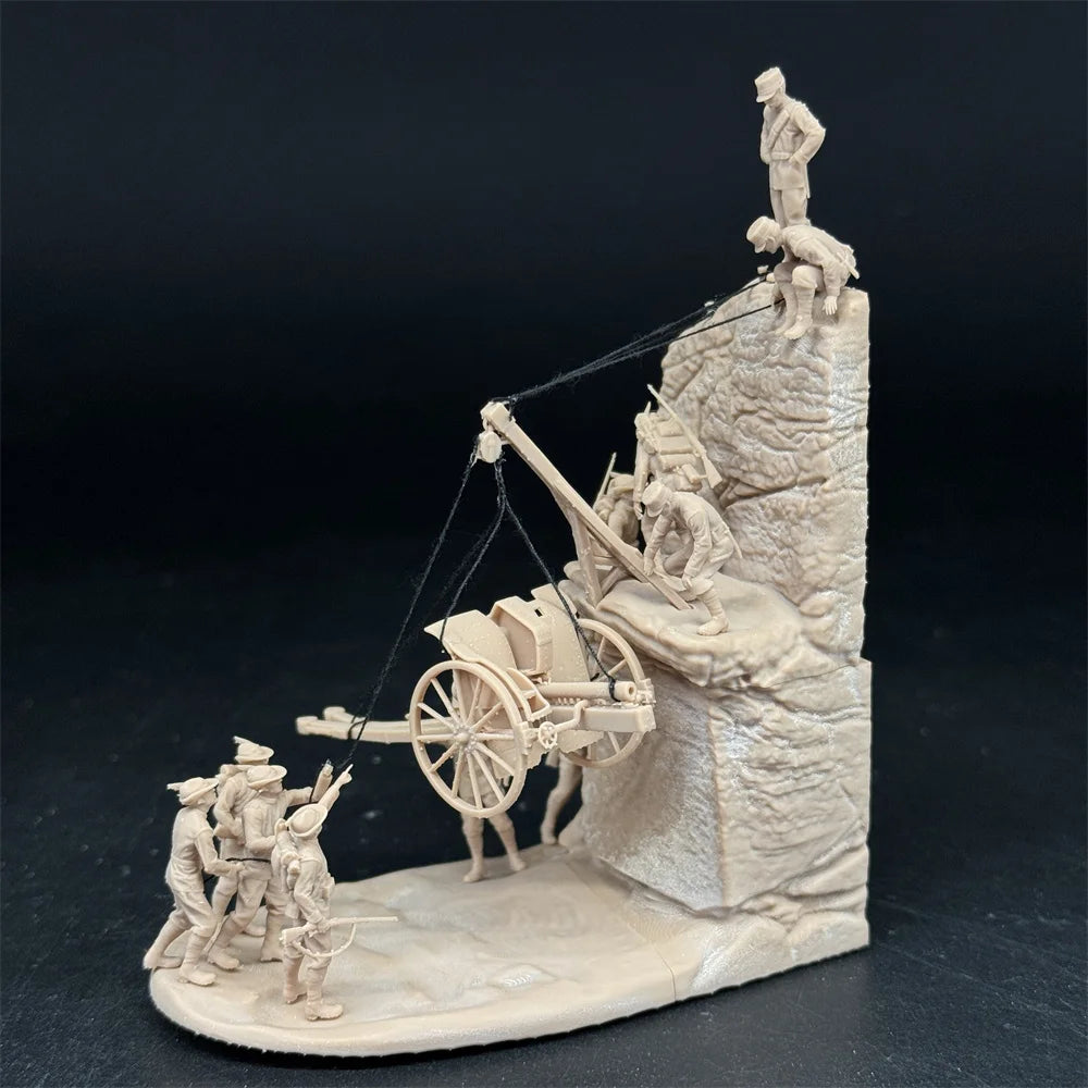 1/72 Scale WWI Italian Alpine Soldiers & Artillery Haul Diorama Resin Kit (11 Figures) - White War Miniatures