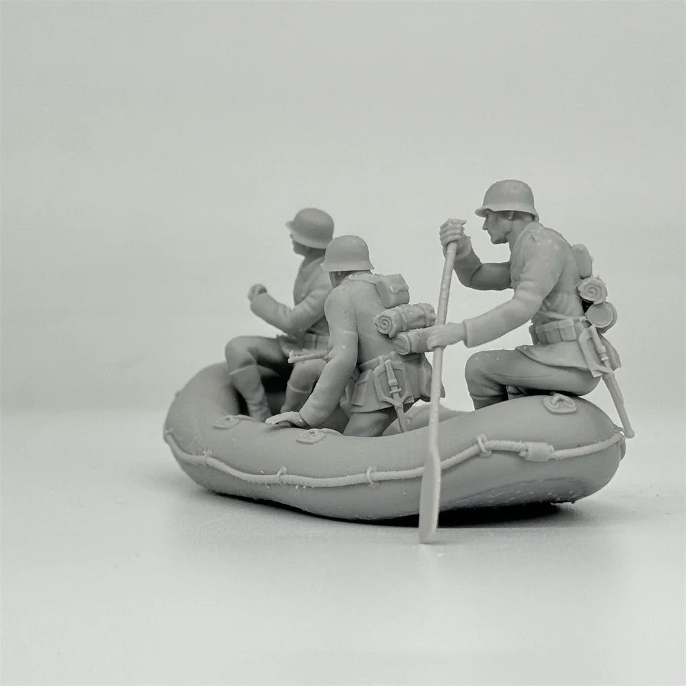1/35 German Assault Boat Squad (3 Fig) Resin Kit | River Crossing Scene