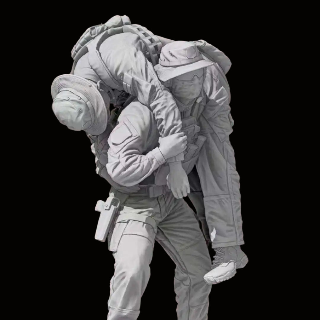 1/35 Scale Modern Military Buddy Rescue Team Resin Figure Set (x2) - Unassembled Combat Extraction Scene
