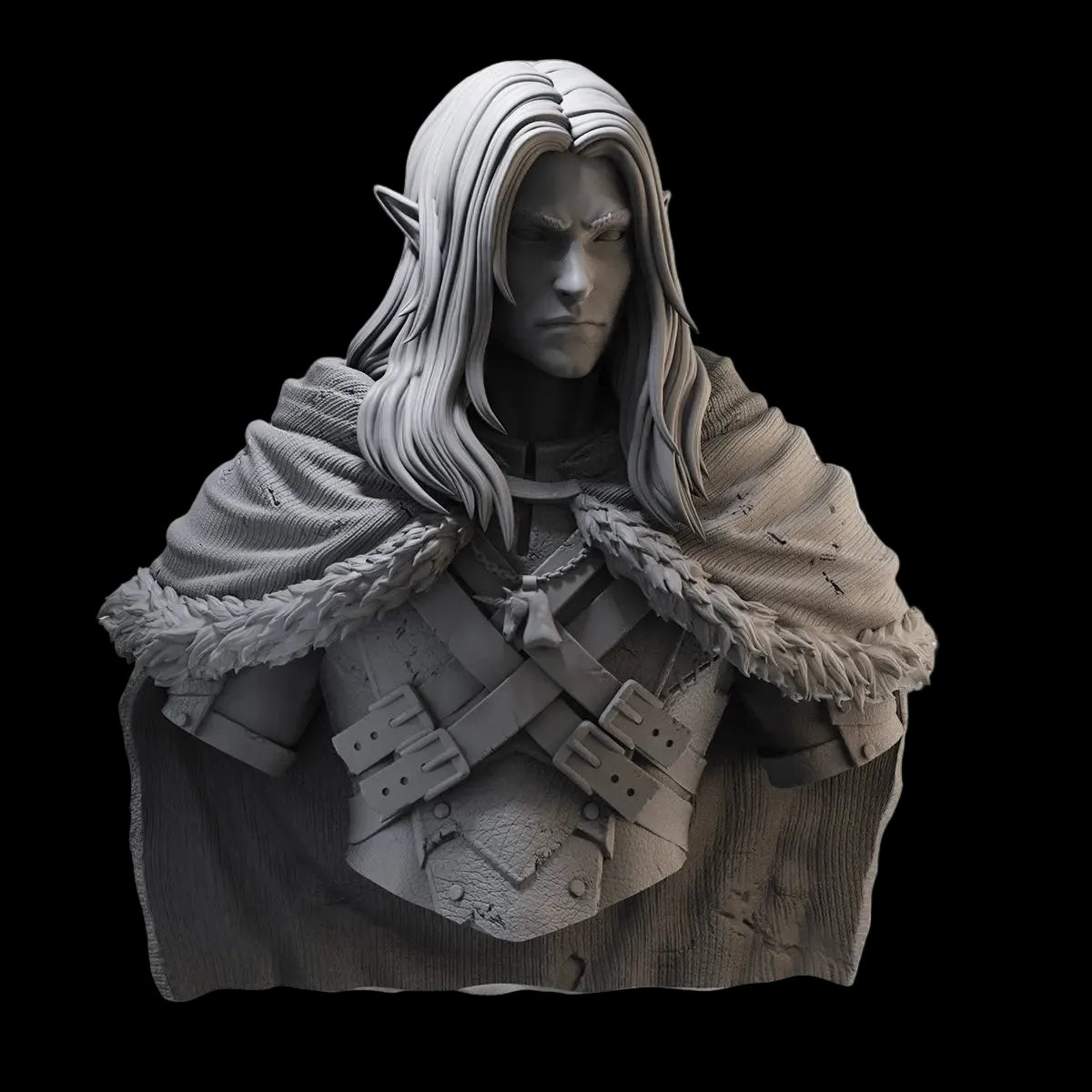 1/10 Elven Ranger Warrior Bust Resin GK | Fur Cloak Fantasy Model
