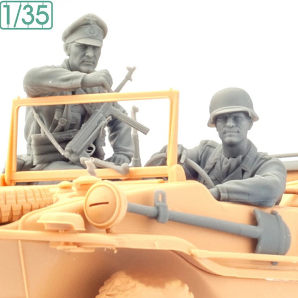 1/35 Scale WWII Schwimmwagen Crew | Resin Figure Set Unassembled Unpainted Military Model Kit - R Supply Store
