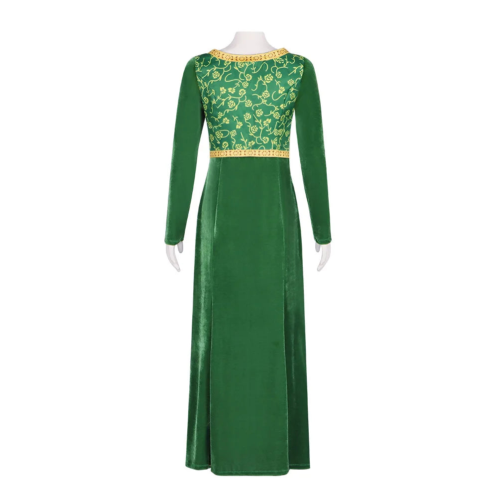 Anime Princess Green Dress Fiona Dress Shrek Cosplay Costume Halloween Fancy Fantasy Party Suit Roleplay for Adult Woman