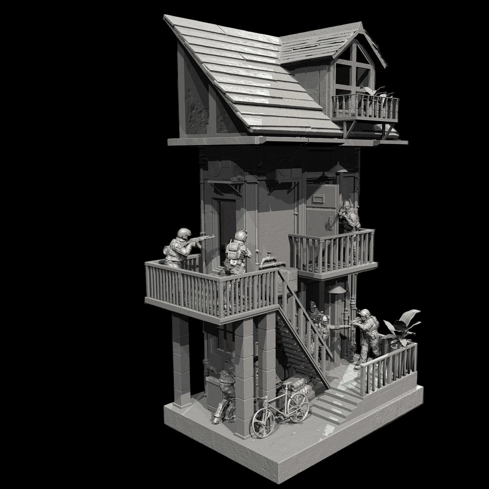 1/35 Scale Resin Soldier Figure Scene | Counter-Terrorism Diorama (8 Soldiers + Scene Platform) | Self-Assembled Model Kit - R Supply Store