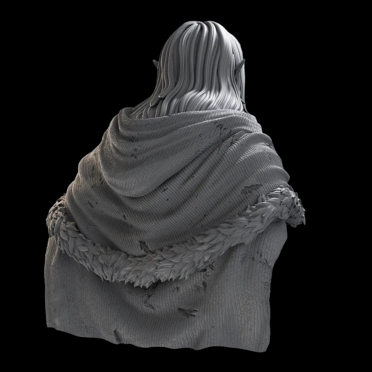 1/10 Elven Ranger Warrior Bust Resin GK | Fur Cloak Fantasy Model