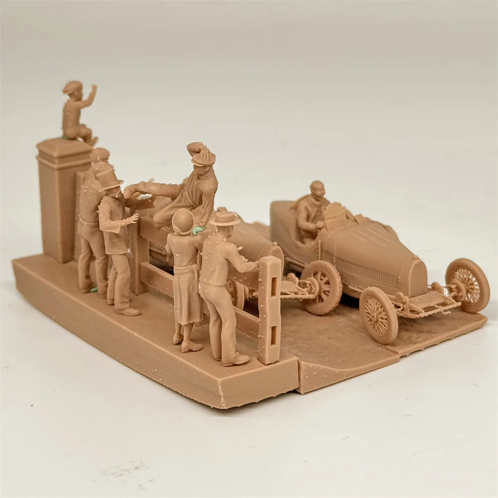1/72 Scale Legendary 1900s Grand Prix Racing Incident Diorama Kit (Car & Spectators) - Early Auto History Miniature