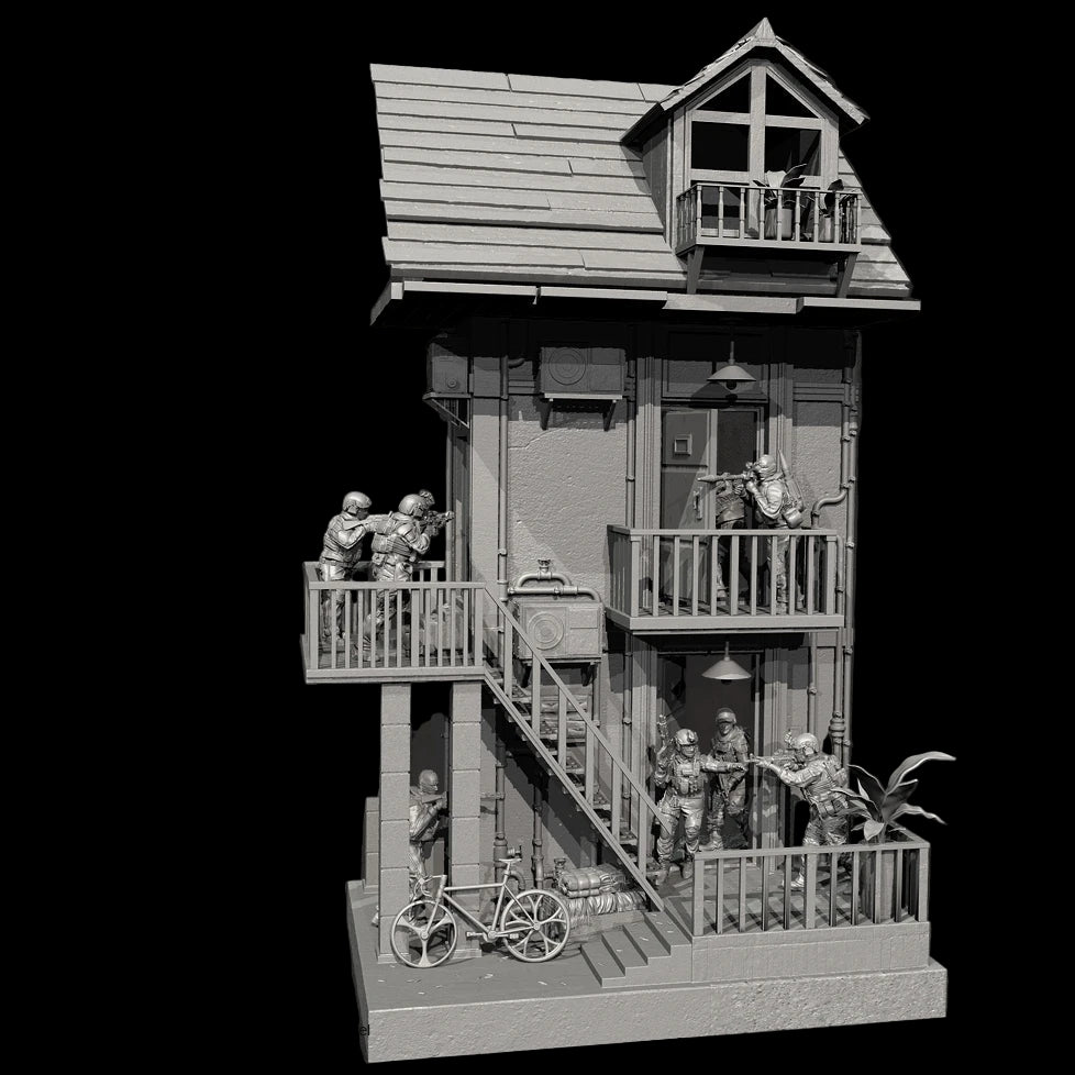 1/35 Scale Resin Soldier Figure Scene | Counter-Terrorism Diorama (8 Soldiers + Scene Platform) | Self-Assembled Model Kit - R Supply Store