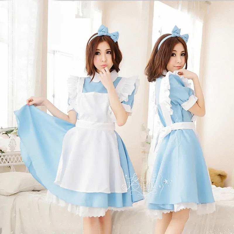 Alice in Wonderland - Lolita Maid Dress Cosplay Costume Apron Skirt Outfit for Women Halloween Party