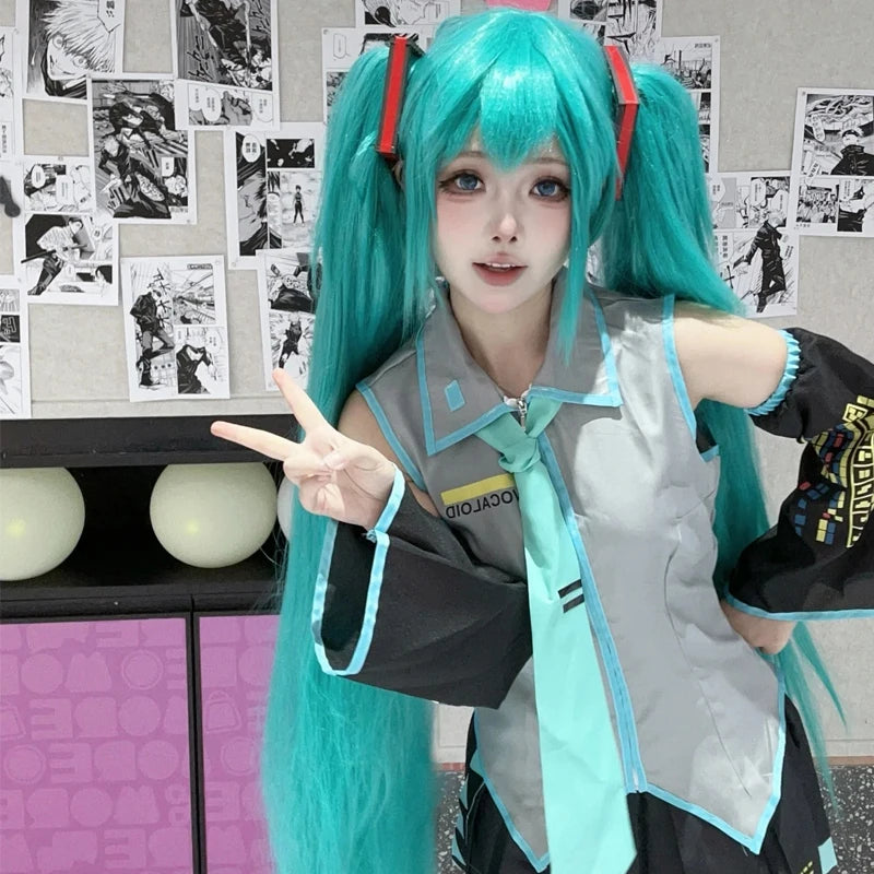 Hatsune Miku Cosplay Costume Set - JK Uniform Skirt Wig & Accessories Anime Outfit for Women