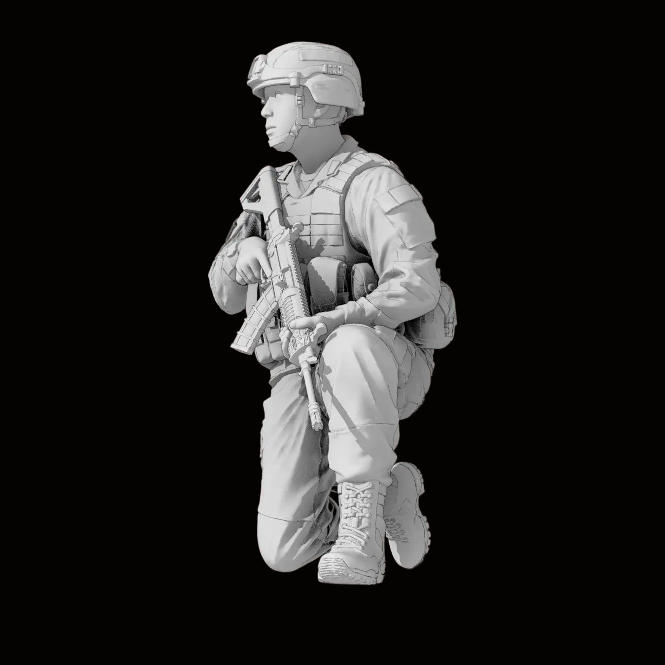 1/35 Scale Modern Infantry Soldier Kneeling Resin Figure - Tactical Urban Combat Miniature