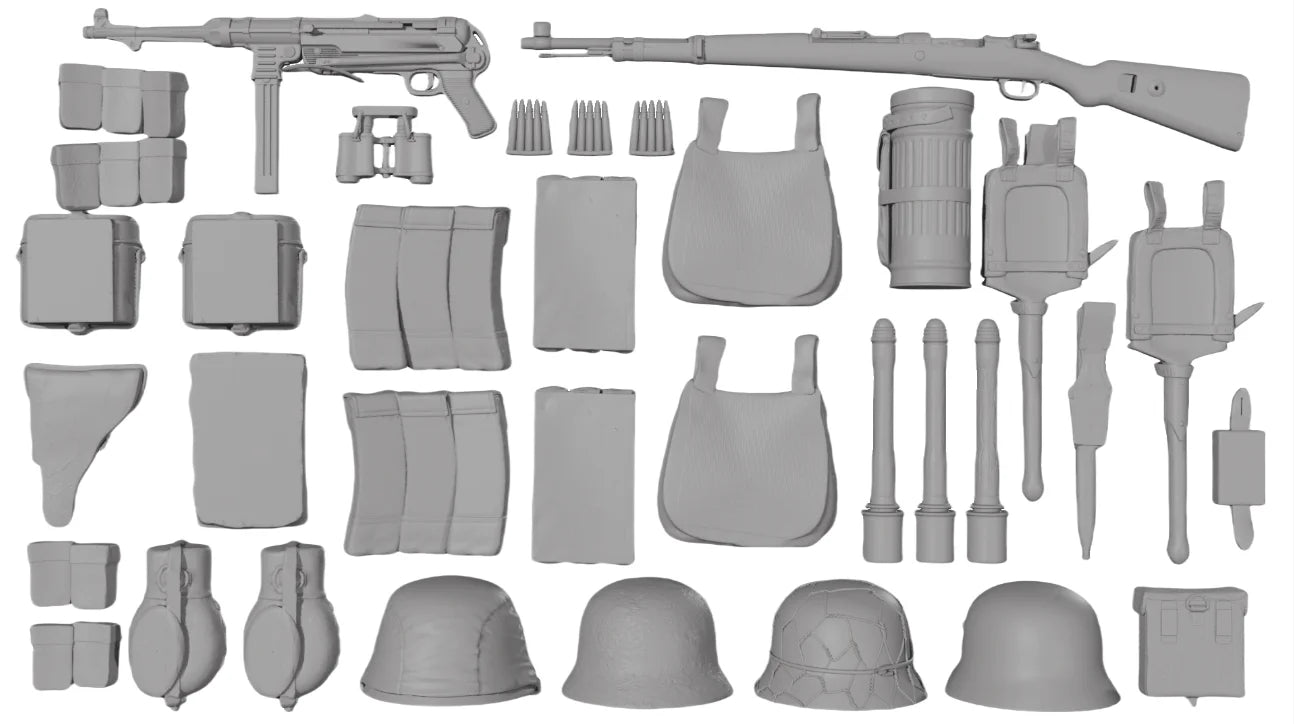 1/16 1/35 German Infantry Gear Kit | WWII Weapons & Equipment Set