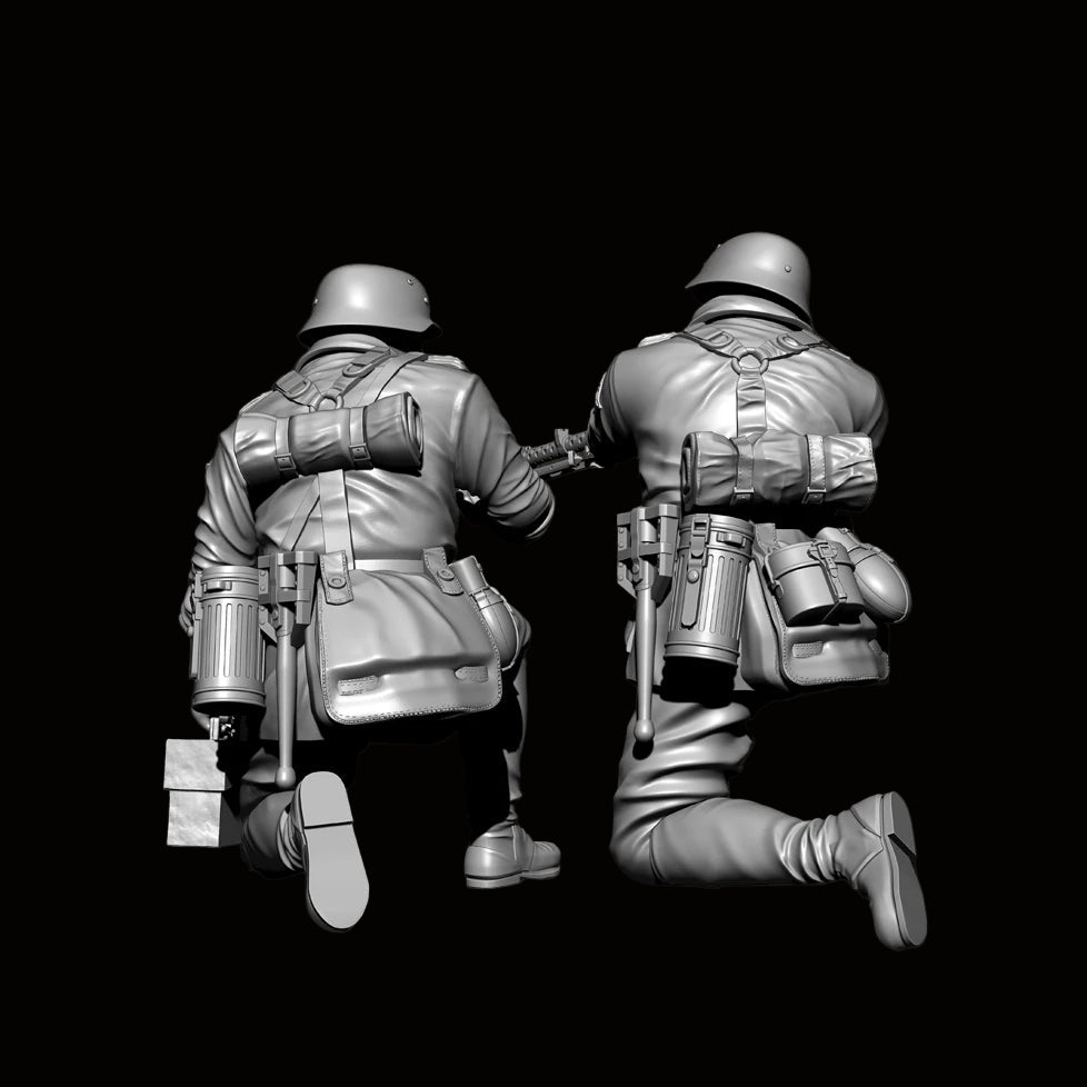 1/35 Scale WWII German MG42 Machine Gun Team Resin Figure Set (x2) - Unassembled Infantry Miniature