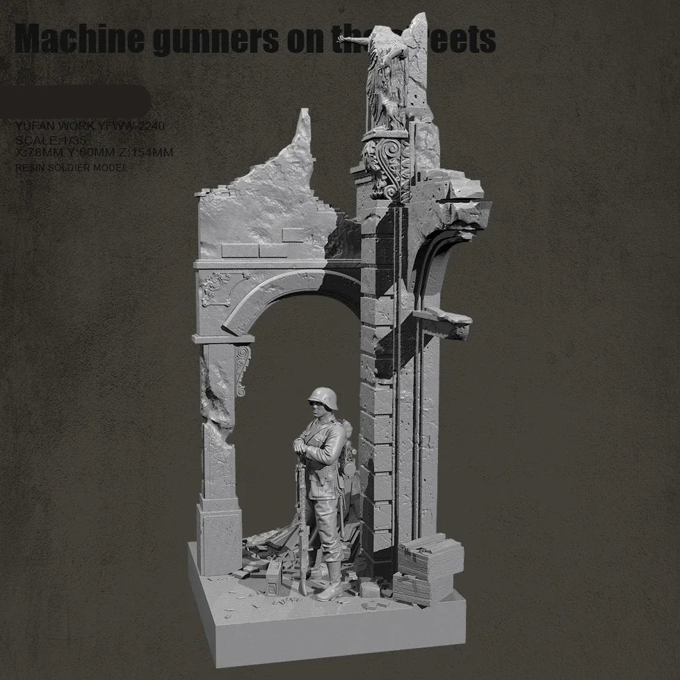 1/35 Scale European Soldier Scene | Resin Figure + Platform | Self-Assembled Model Kit - R Supply Store