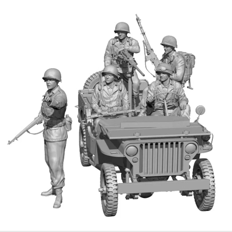 1/35 Scale US Infantry & Military Police Set 🇺🇸 5 Resin Figures Model Kit Unassembled Unpainted (No Jeep) - R Supply Store