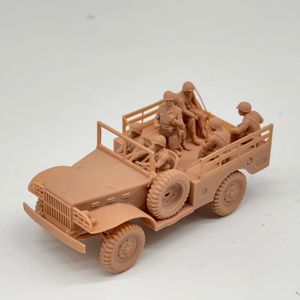 1/72 Scale WWII US WC-52 Truck & Infantry Crew Resin Model Kit (7 Figures) - Transport & General Staff Miniature