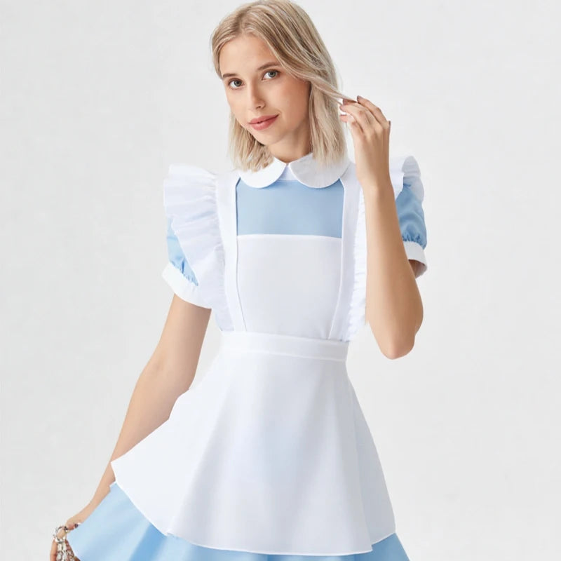 Alice in Wonderland - Lolita Maid Dress Cosplay Costume Apron Skirt Outfit for Women Halloween Party
