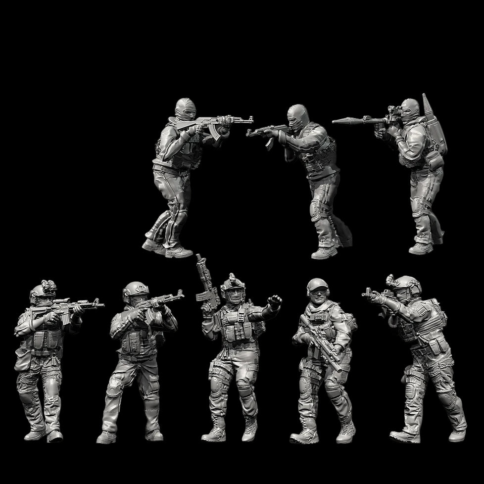 1/35 Scale (50mm) Counter-Terrorism Team Resin Figure Set (x8) - Unassembled Tactical Squad Kit