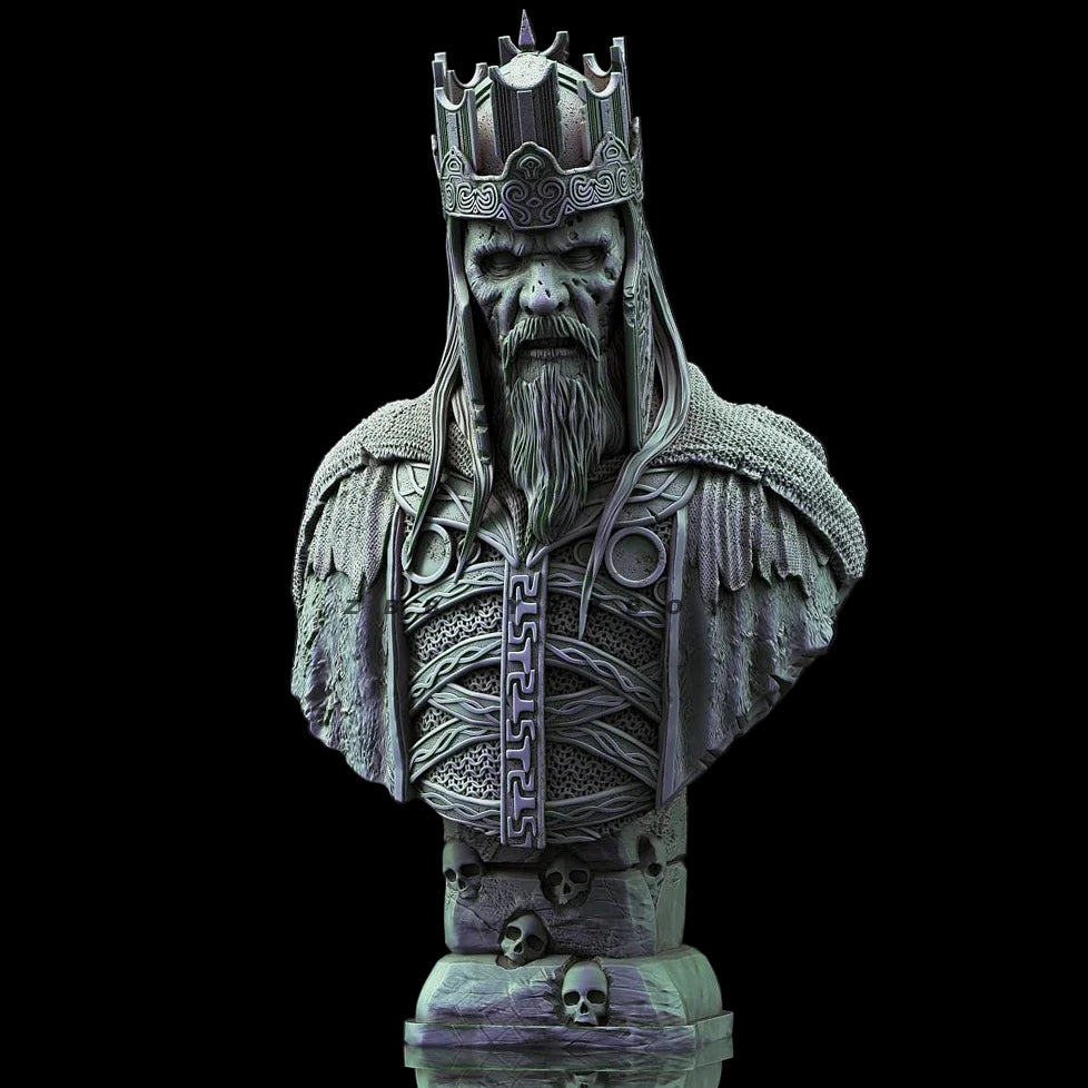 55mm Undead King Bust Resin Kit | Ancient Warlord Fantasy Figure GK