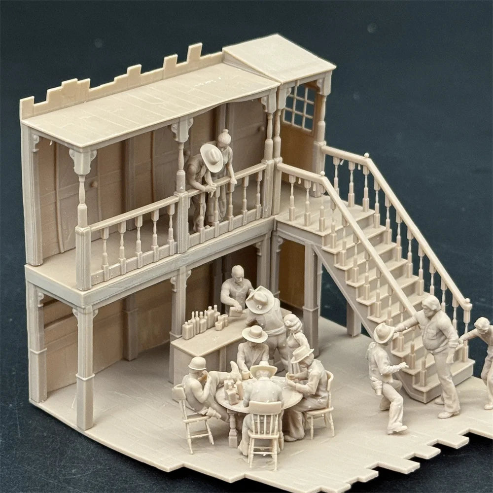 1/72 Scale Wild West Saloon / Restaurant Diorama Kit & Figures (10+ Figures) - Spaghetti Western Vignette