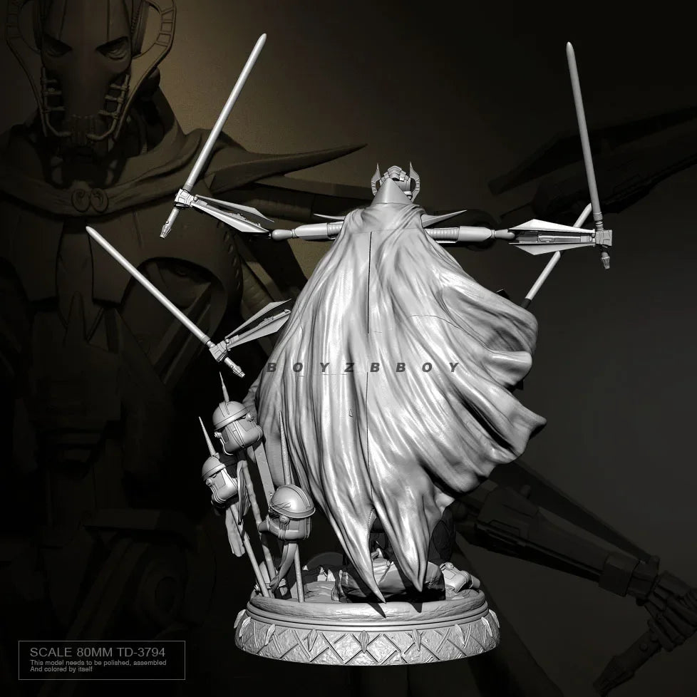 80mm Star Wars General Grievous Resin Kit | Multi-Arm Lightsaber Figure