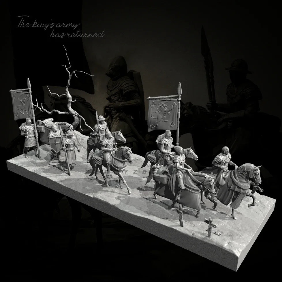 38mm & 50mm Medieval Mounted Column Diorama | The King's Army Resin Set