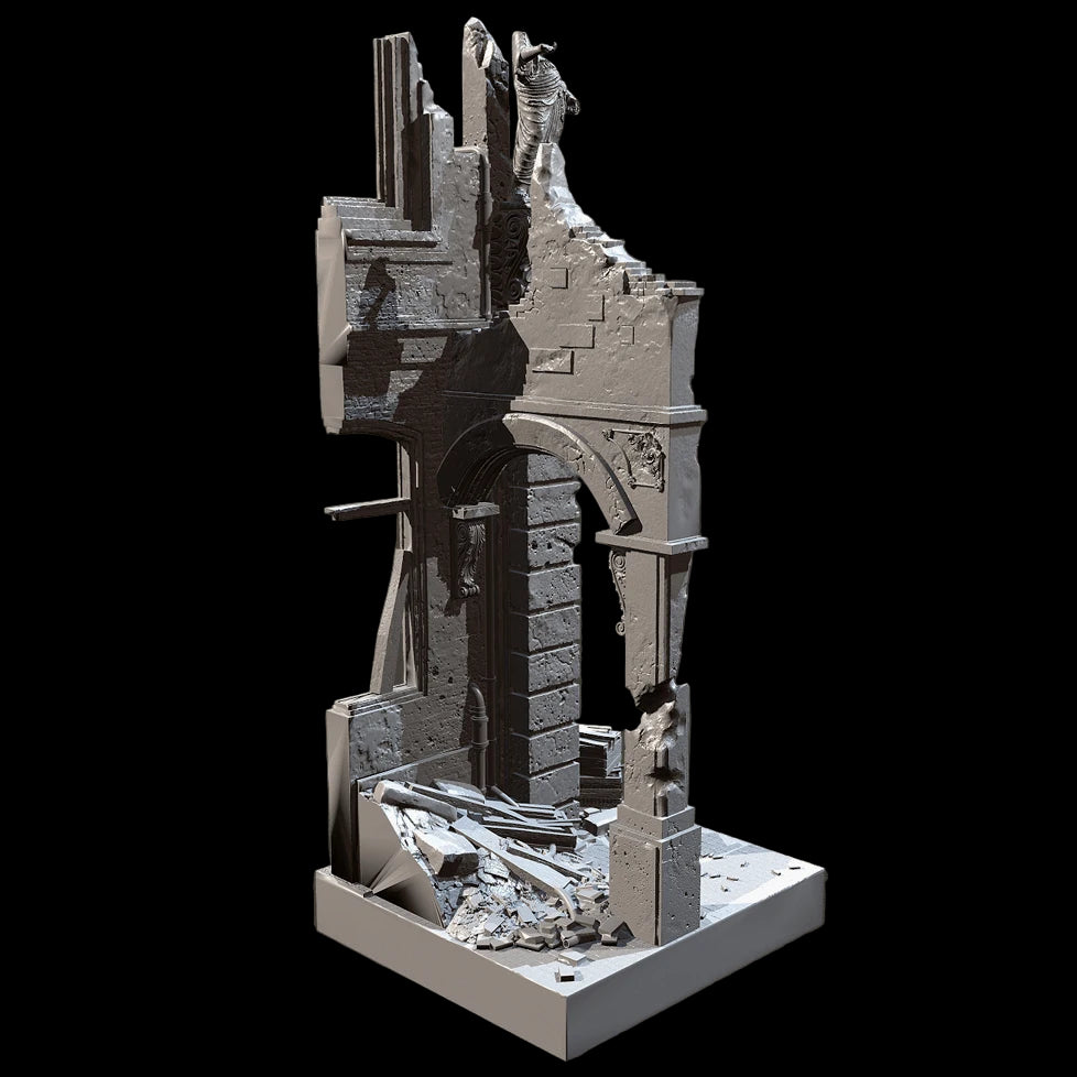 1/35 Scale Ruined Gothic Church / European Building Diorama Base Resin Kit - Urban Combat Scene