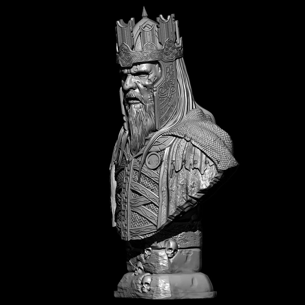 55mm Undead King Bust Resin Kit | Ancient Warlord Fantasy Figure GK