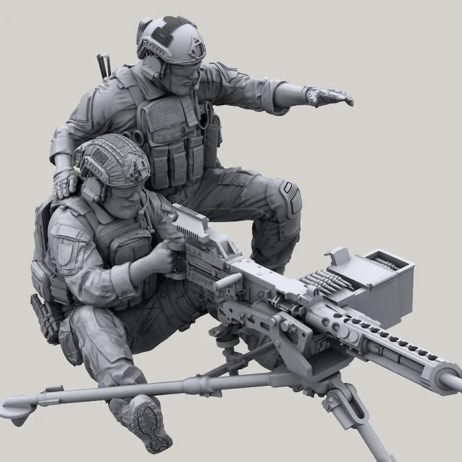 1/35 Modern US Special Forces Heavy Machine Gun Team Resin Kit (x2 Figures + Weapon)