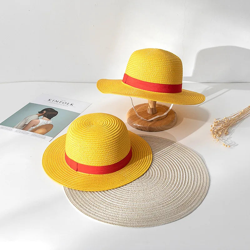 One Piece Luffy Straw Hat - Cosplay Accessory Anime Sun Hat for Adults & Kids