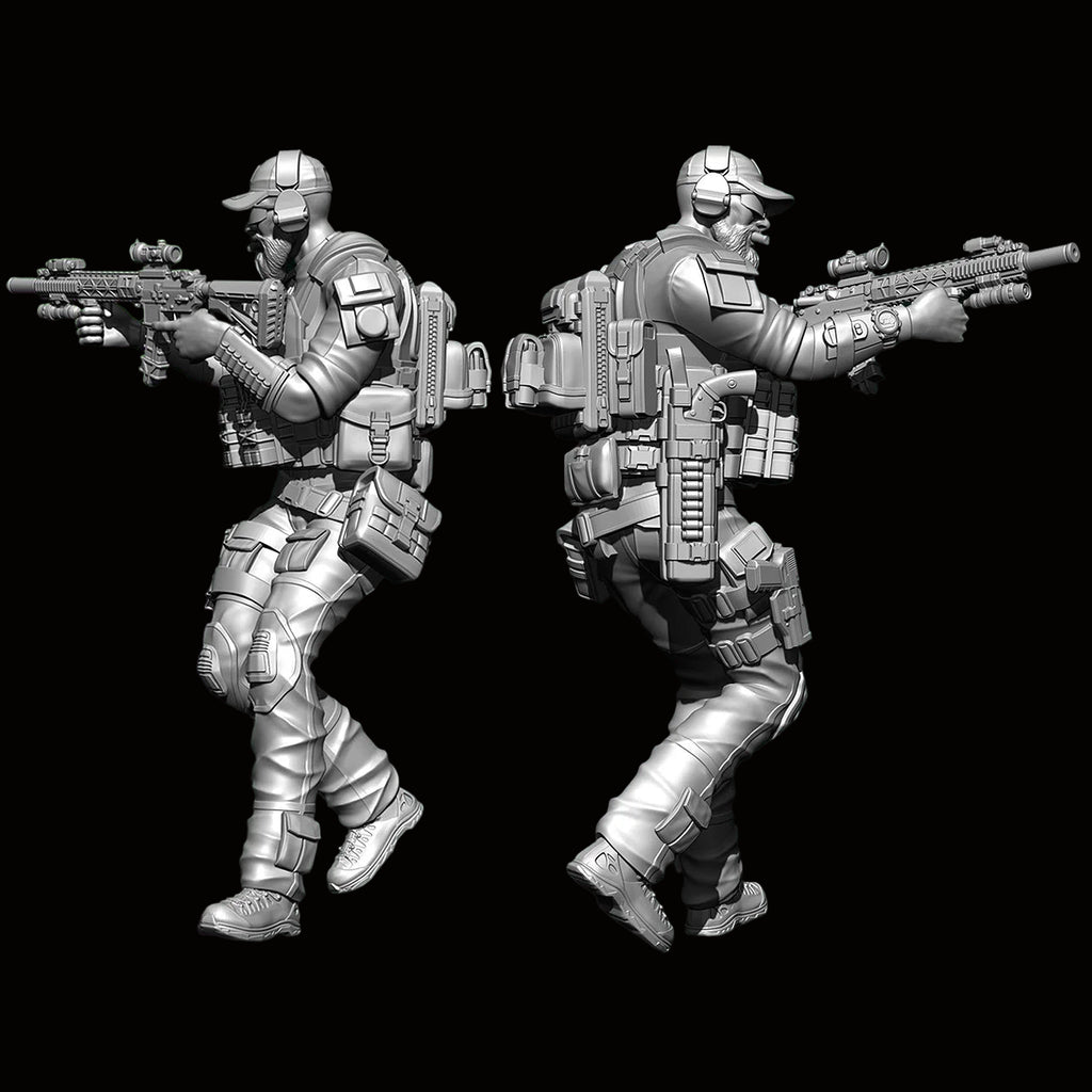 1/24 Scale US Navy SEAL Assaulter Resin Figure Kit - Bearded Operator Rifleman Miniature