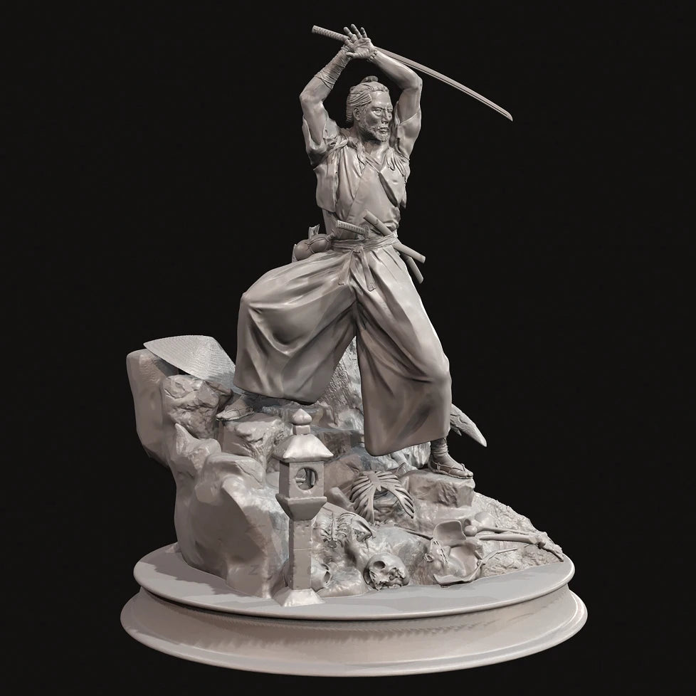 Legendary Samurai Duelist on Scenic Lantern Base | Premium Resin Miniature