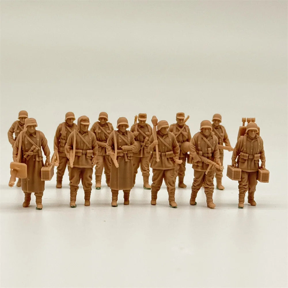 1/72 Scale WWII German Army Grenadiers Resin Figure Set (12 Figures) - Ardennes/Late War Infantry