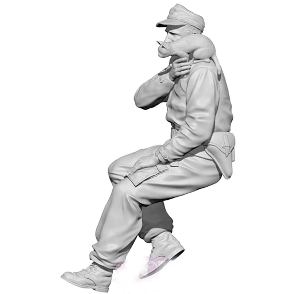 1/16 Scale WWII Soldier with Pet Cat Resin Figure Model Kit - R Supply Store