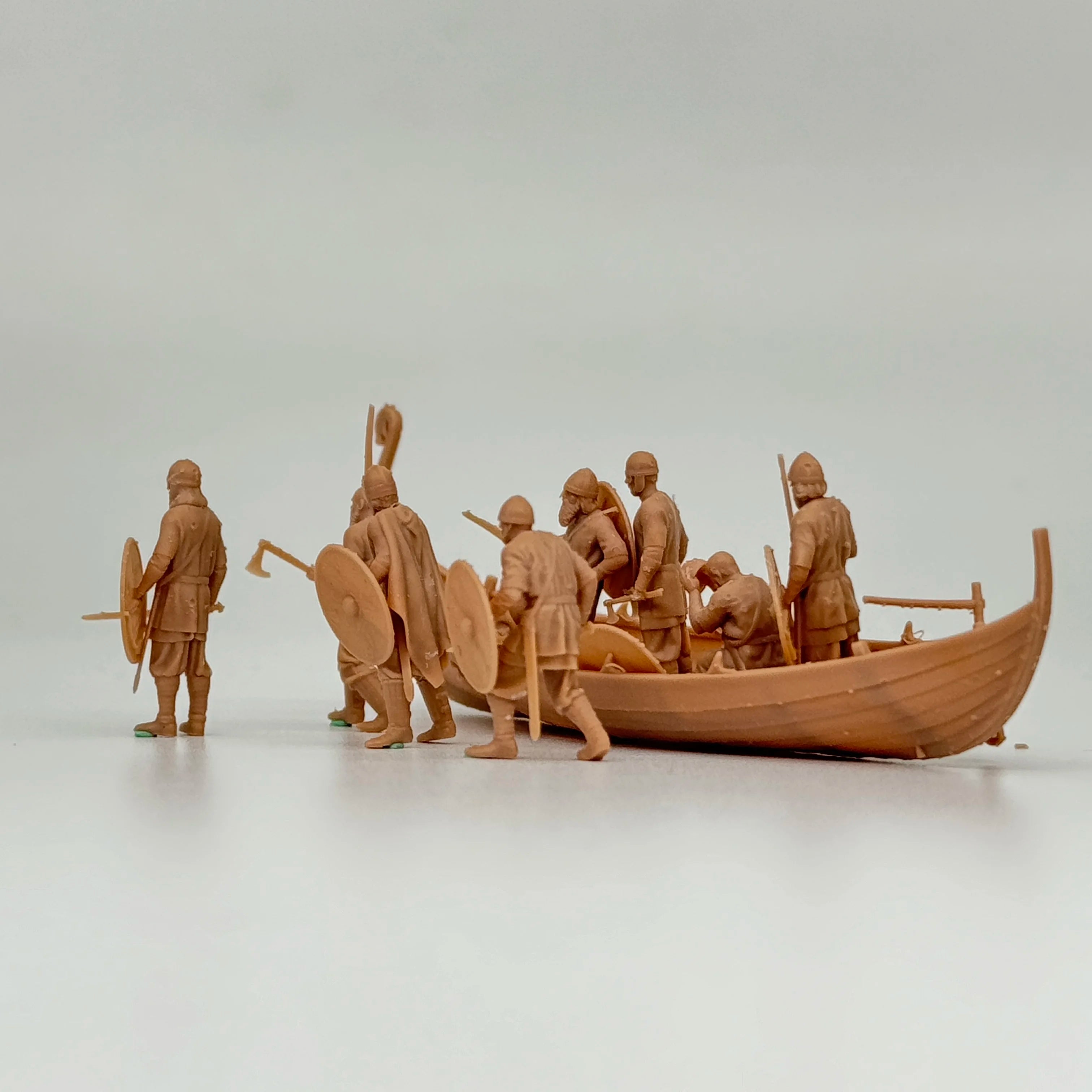 1/72 Scale Viking Warriors & Longship Diorama Scene Resin Kit (8+ Figures) - Medieval Tabletop Miniature