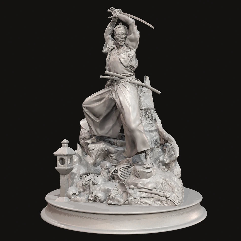 Legendary Samurai Duelist on Scenic Lantern Base | Premium Resin Miniature