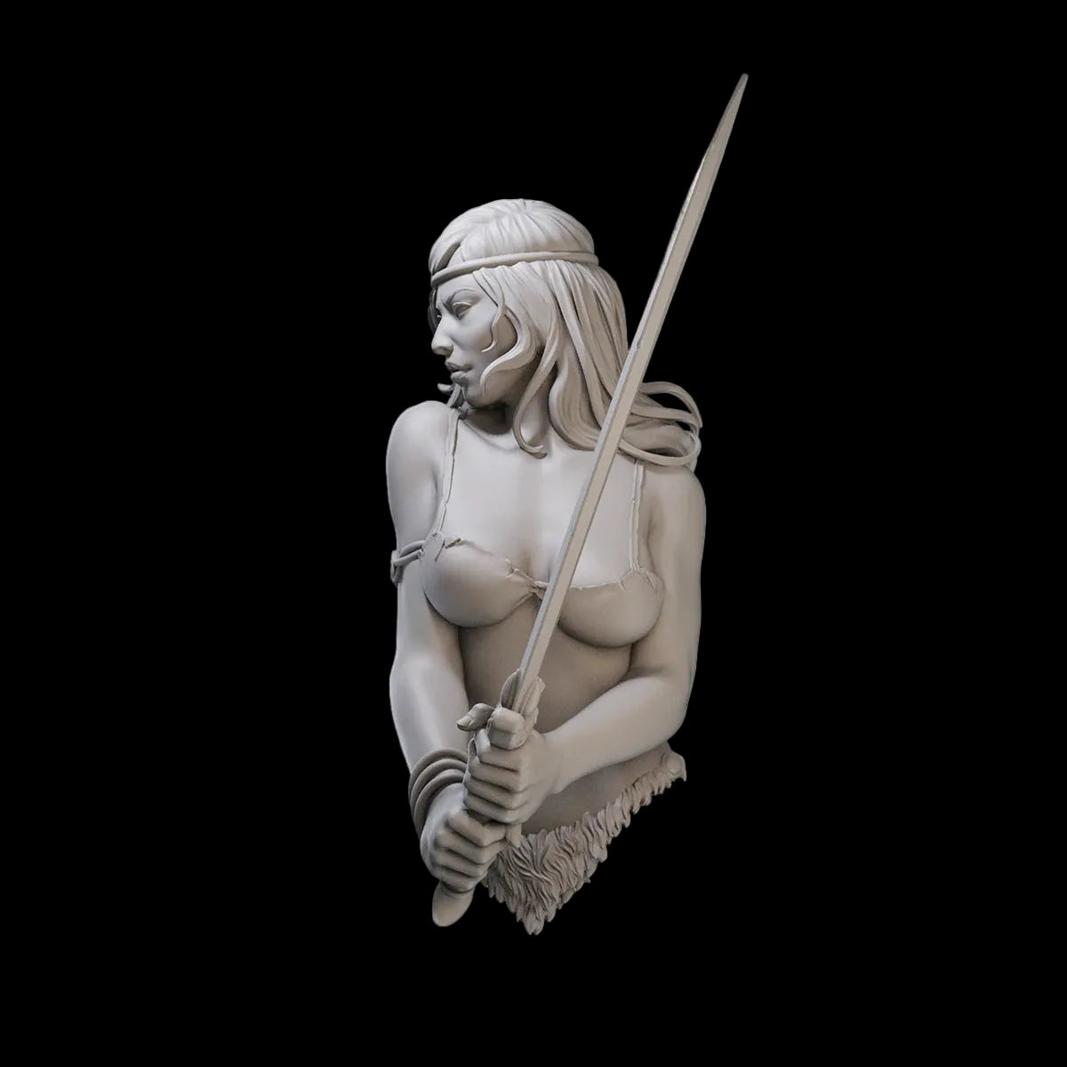 1/10 Barbarian Warrior Woman Bust Resin Kit | Fantasy Sword Fighter GK