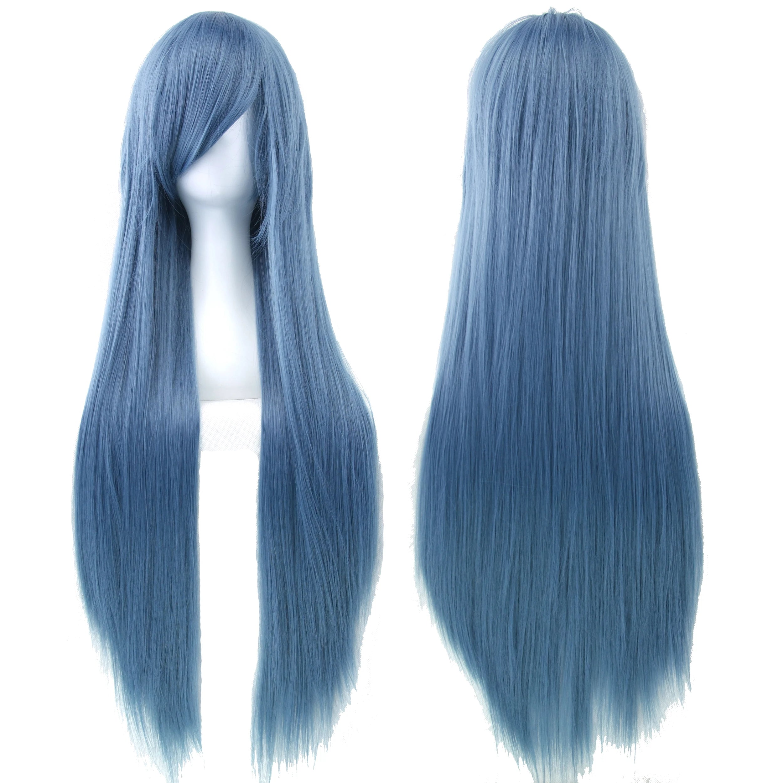 Long White Purple Cosplay Wig 80cm Straight Synthetic Hairpiece for Women Anime Party Wig