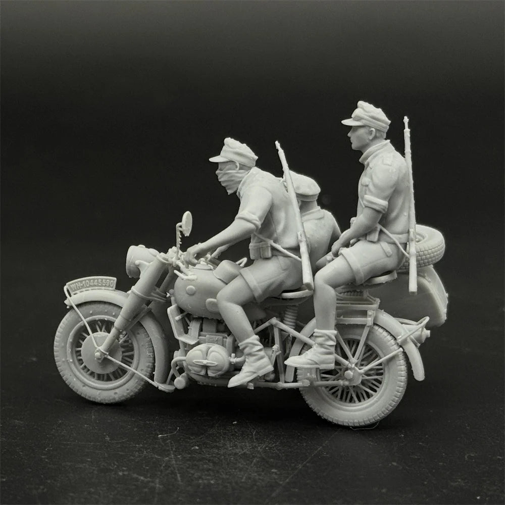 1/35 Scale German Motorcycle Crew Officer 3 Figures Resin Model Miniature Military War Game - R Supply Store