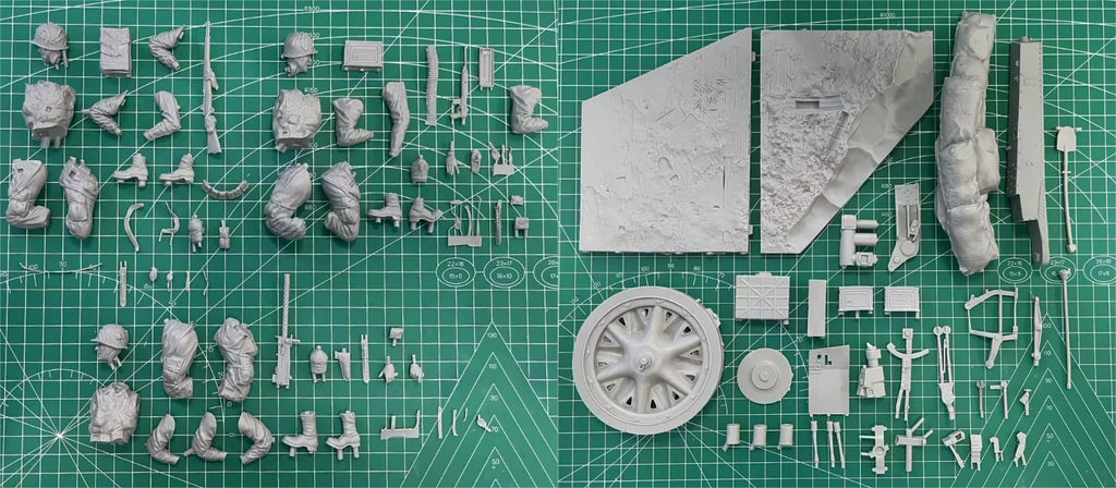 1/16 Scale Airborne Division Artillery Figure Model Kit scene – 3 Figures & Base - R Supply Store