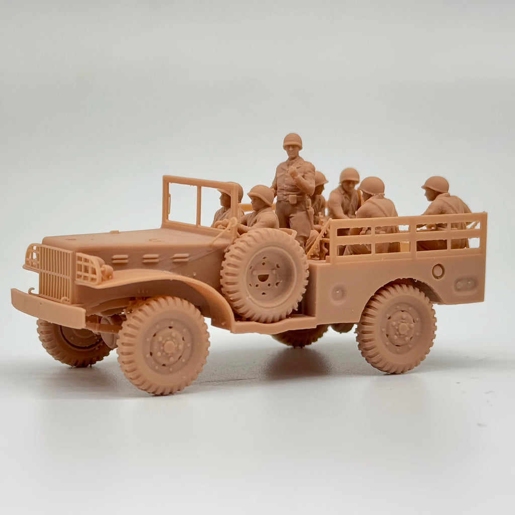 1/72 Scale WWII US WC-52 Truck & Infantry Crew Resin Model Kit (7 Figures) - Transport & General Staff Miniature