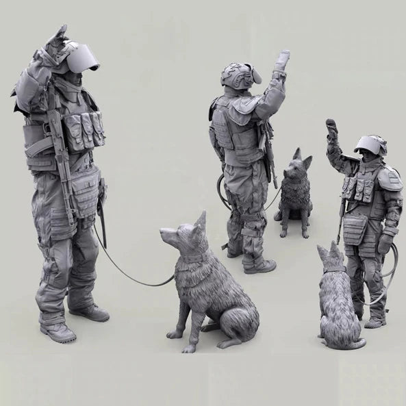 1/35 Heavy Armour K-9 Dog Handler Resin Figure GK - Modern Military Special Operations