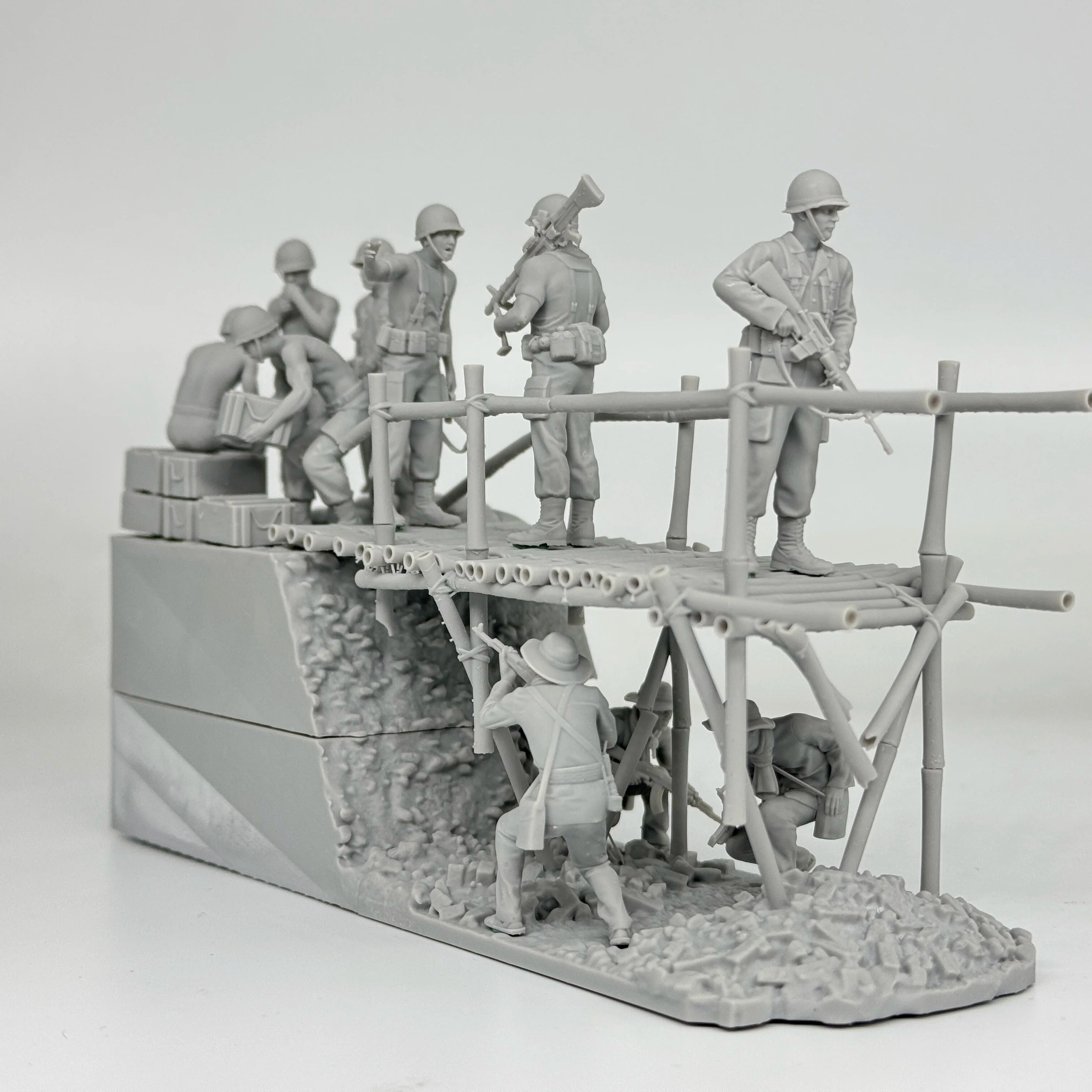 1/35 Vietnam Bridge Ambush Diorama Resin Kit | Viet Cong & US/ARVN Figs