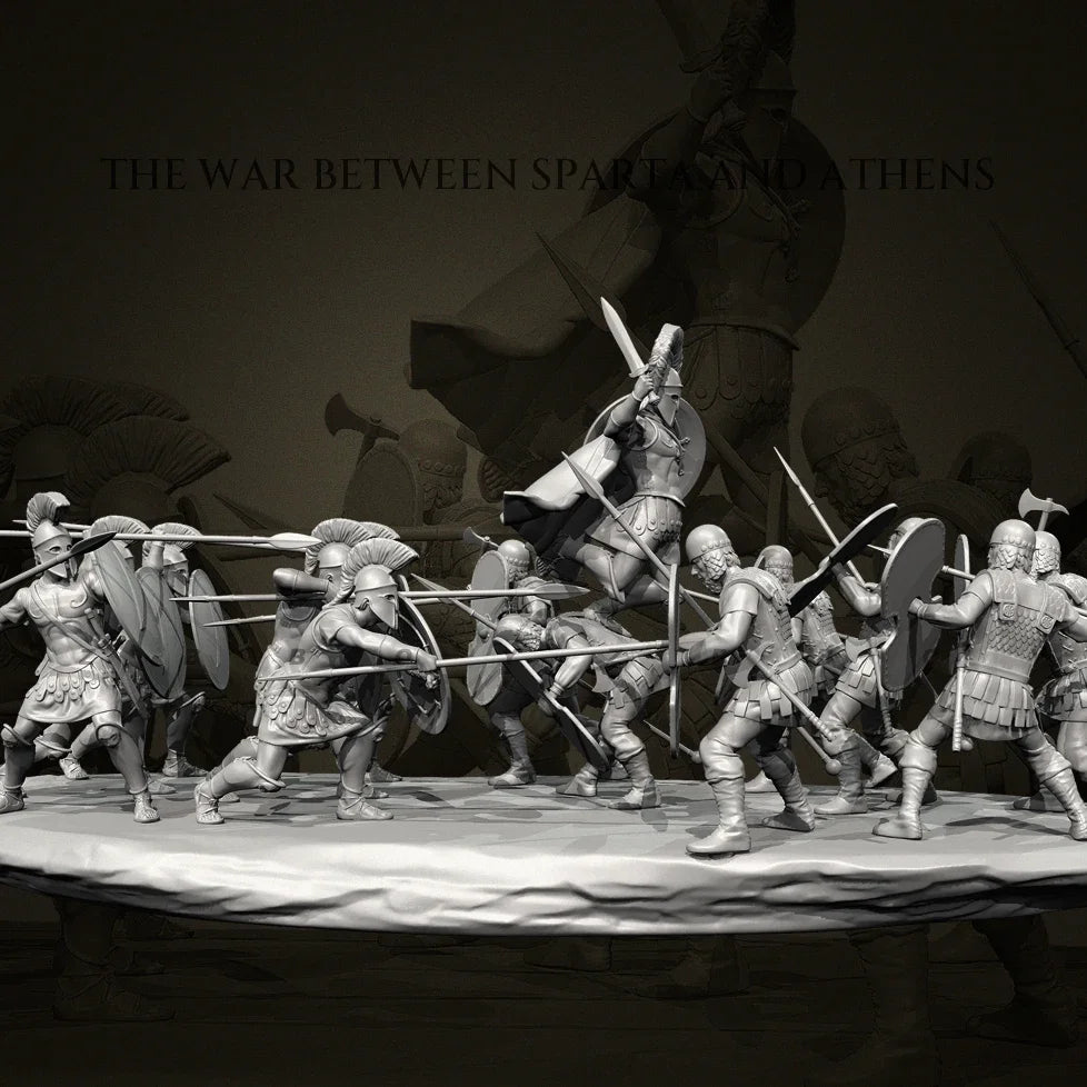 25mm-50mm Scale Ancient Spartan Warriors Battle Diorama Resin Kit (x12+ Figures)