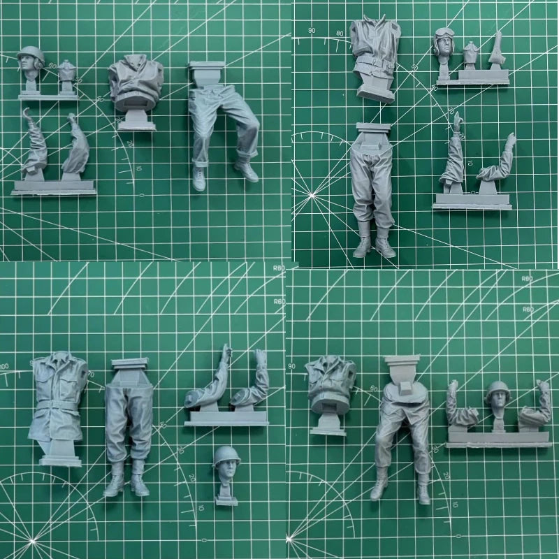 1/16 Scale US M8 Armored Vehicle Crew Resin Figure Model Kit (4 Figures, No Car) - R Supply Store