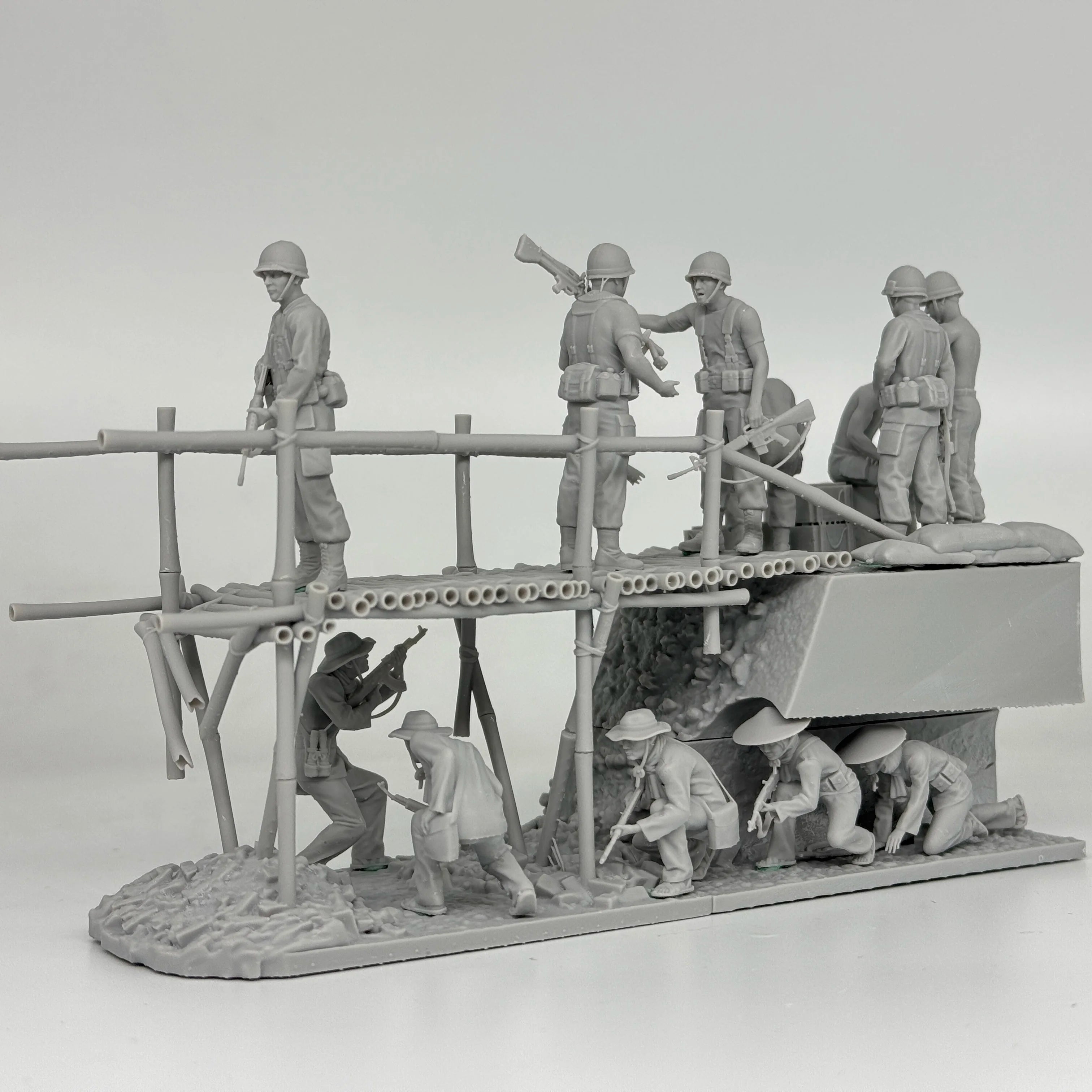 1/35 Vietnam Bridge Ambush Diorama Resin Kit | Viet Cong & US/ARVN Figs